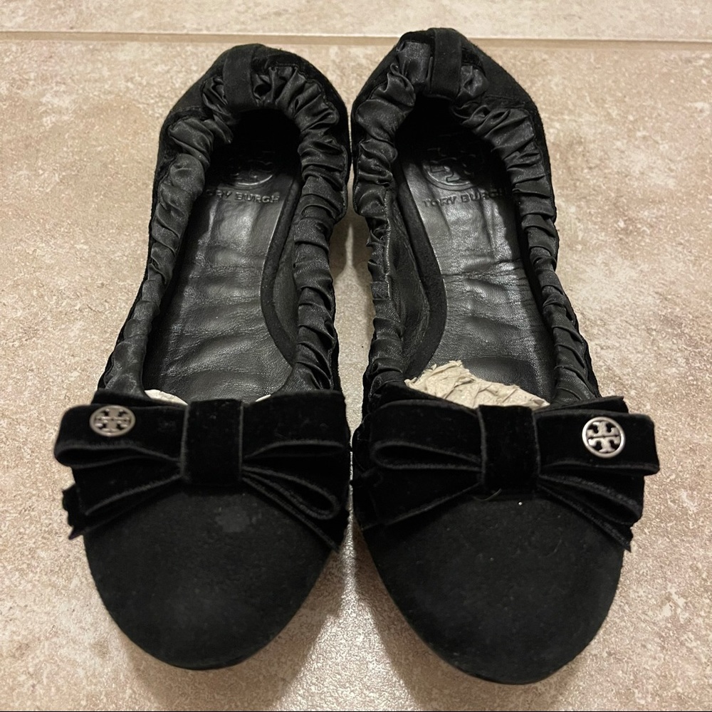 Black Velvet and Silk Tory Burch Flats - Picture 2 of 5